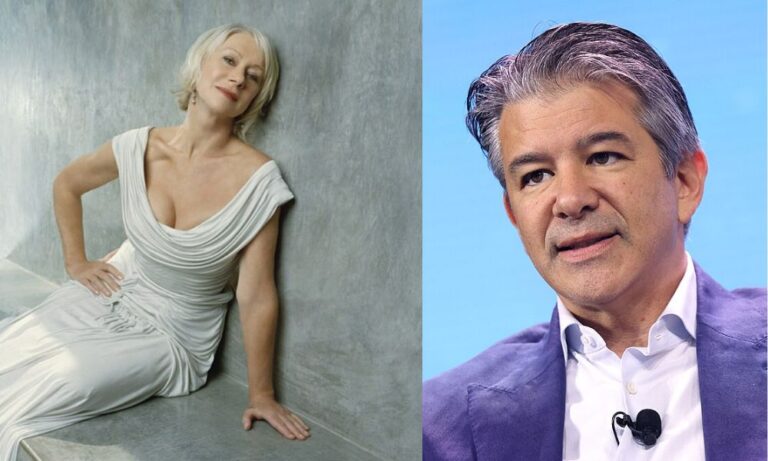 Travis Kalanick and Helen Mirren